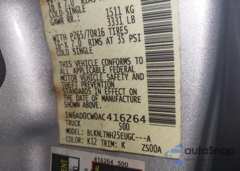 2010 Nissan Frontier Se z USA, uszkodzony, nr VIN 1N6AD0CW0AC416264